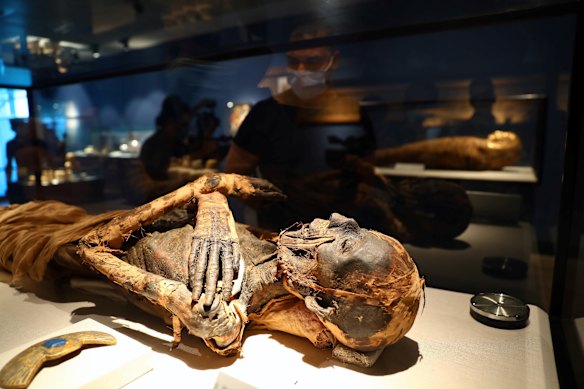 A mummy on display at one of two museums at Cairo International Airport.