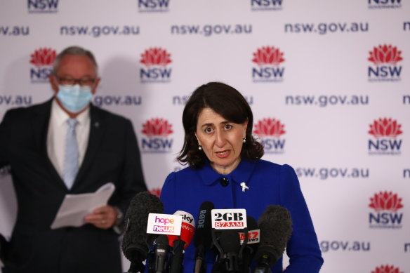 NSW Premier Gladys Berejiklian at a coronavirus update. 
