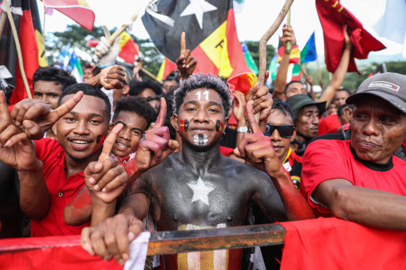 Supporters of Mari Alkatiri’s Fretilin party at a recent rally.