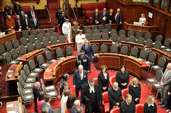Governor Chris Dawson entering the Upper House.