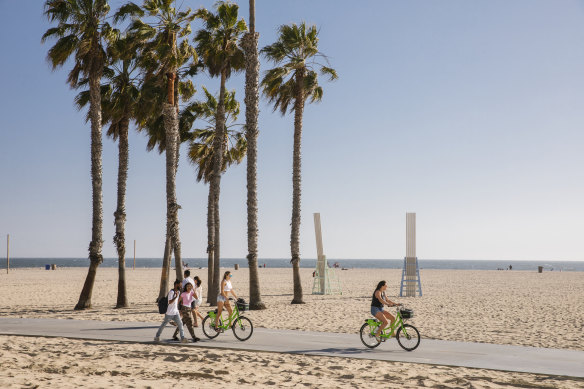 The Strand cycle path is built along the sand.