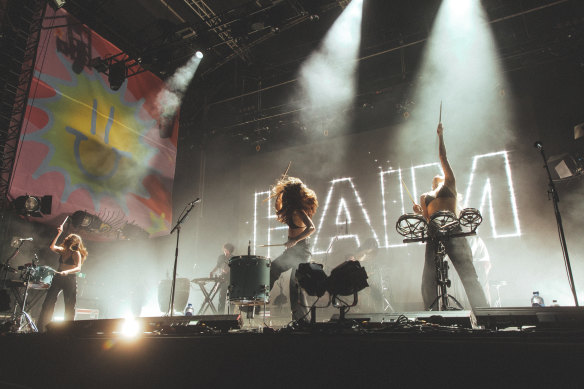 The Haim sisters are the final act of an eclectic but energetic Laneway Festival. 