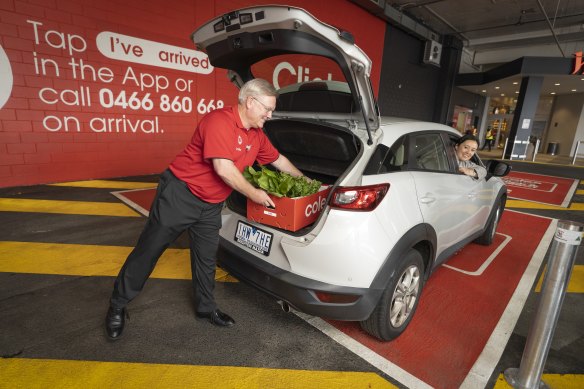 Coles boss Steven Cain unveiled the supermarket’s largest click-and-collect pick-up site in Australia at Southland shopping centre last year.