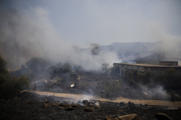 Fields burn after a rocket was fired from Lebanon into Israeli territory this week.