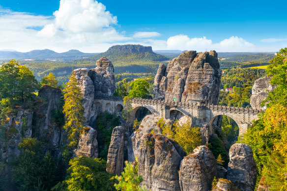 The Bastei is a famous rock formation in Saxon, Switzerland.