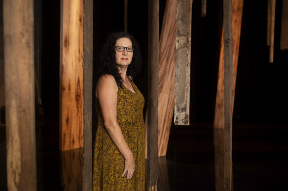 Jane Harrison Playwright on the set of her play <i> The Visitors </i> at Carriageworks. 