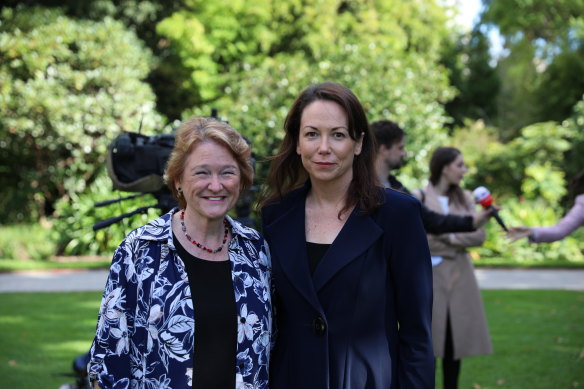 Jo Fraser (left) with Attorney General Jaclyn Symes on Thursday.