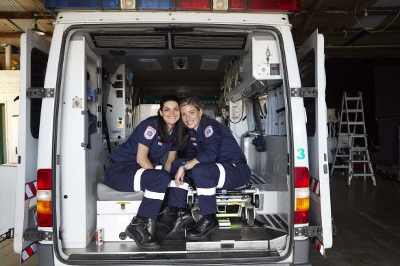 Tahlee Fereday, left, and Brooke Satchwell star in black comedy <i>Triple Oh!</i>.