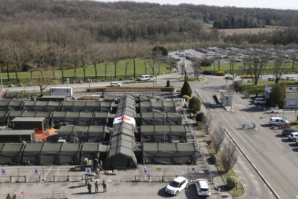 The military field hospital built in Mulhouse, eastern France.