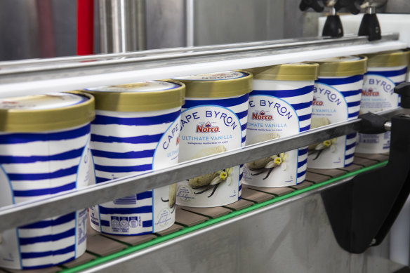 Ice-cream on the Norco production line.