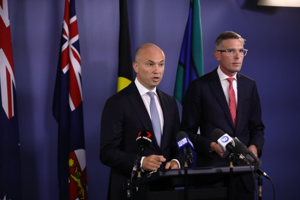 Different messaging: Premier Dominic Perrottet and Treasurer Matt Kean this week.