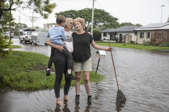 Sandy Graham and son Hudson Grande have been staying with her mother Anne since their home flooded last month. 