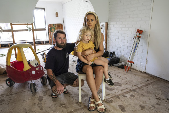 Jacob Dossett and Brittany Treloar scraped into the property market in Mullumbimby just before it took off, but the town has made headlines for the recent floods.