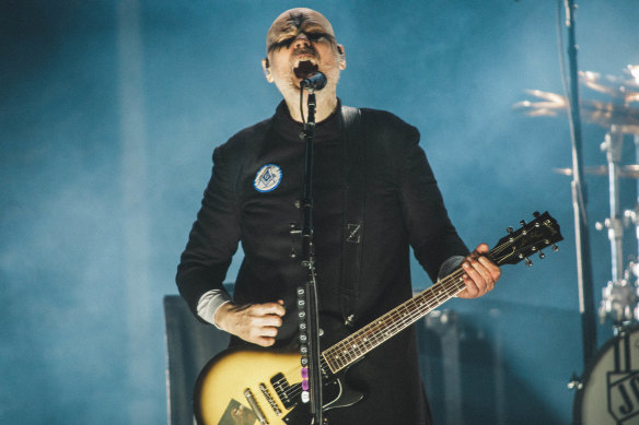 The Smashing Pumpkins frontman Billy Corgan performs at Kryal Castle on Sunday.