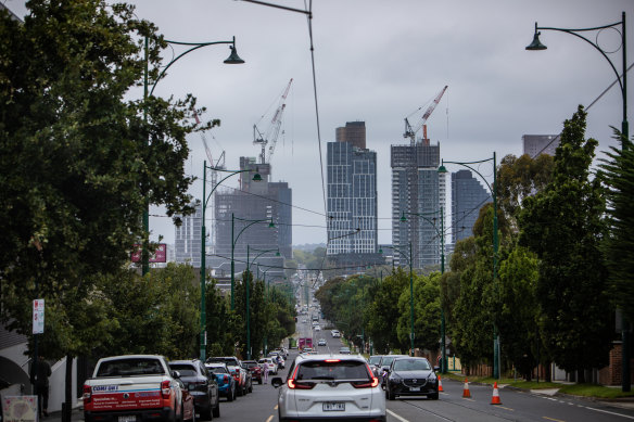 Box Hill’s evolving skyline seen from Whitehorse Road.