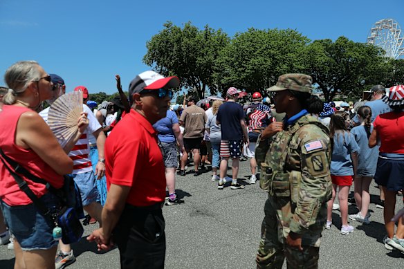 People waiting to enter the National Mall.