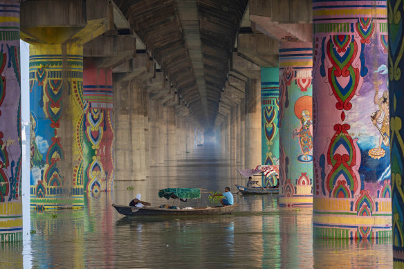 Heavy monsoon rains have raised the water level of the Ganges River in Prayagraj, India. The country is in the midst of a coronavirus surge that has infected more than 4 million people.