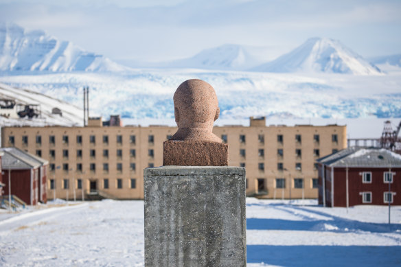 A bust of Lenin in the abandoned mining town of Pyramiden.