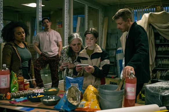 Rosalind Eleazar, Christopher Chung, Saskia Reeves, Aimee-Ffion Edwards and Jack Lowden in Slow Horses.