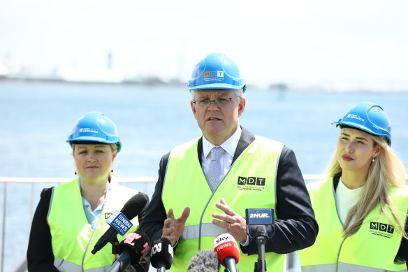 Prime Minister Scott Morrison in Newcastle on Monday.