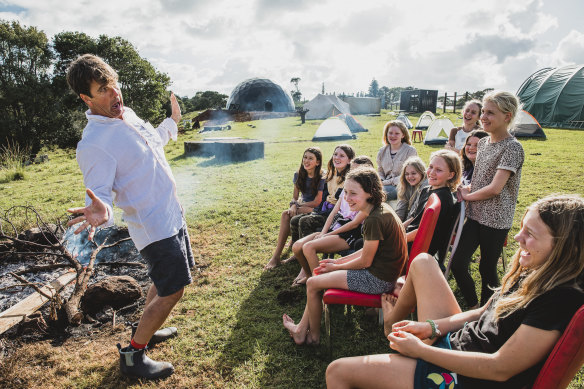 The Living School’s John Stewart teaching at a farm in Skennars Head.