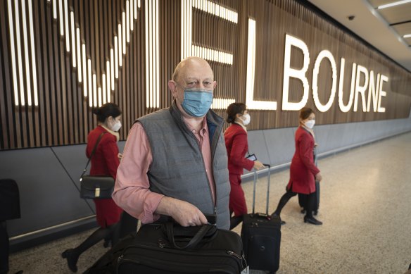 Robert Wilkins at Melbourne Airport on Thursday after arriving from Hong Kong.