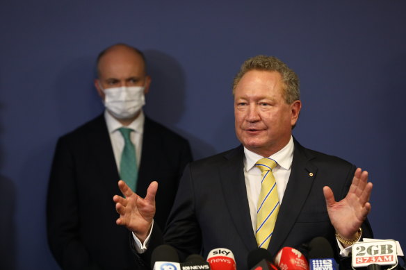 Andrew Forrest at Wednesday’s press conference.