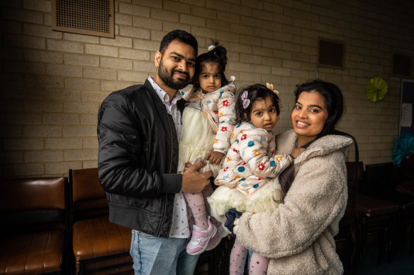Jas and Angelina Singh with their daughters Ajas and Anwi at Melton’s Masih church.
