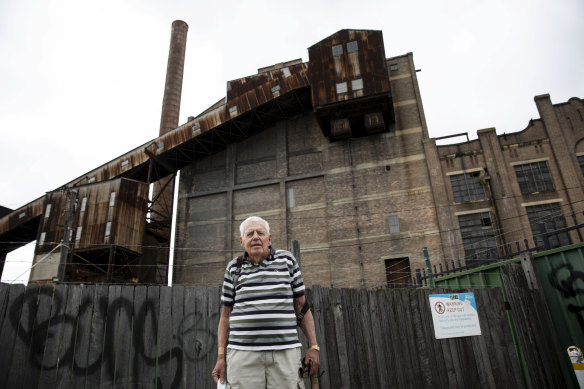 Balmain Resident Raymond O’Keefe outside the White Bay Power Station on the Balmain-Rozelle peninsula.