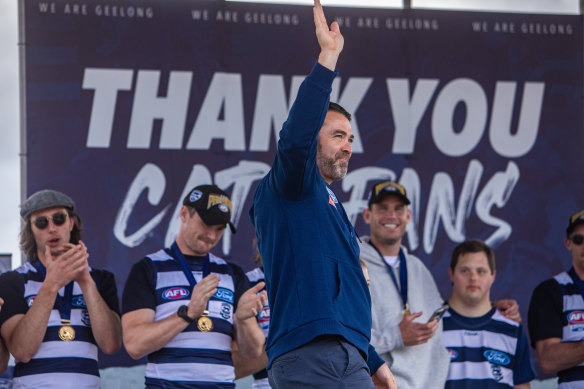 Victorious Geelong coach Chris Scott thanks the Cats’ legion of fans.