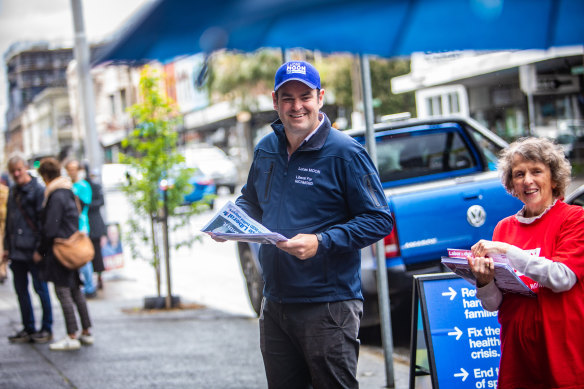 Lucas Moon campaigns during last year’s state election.