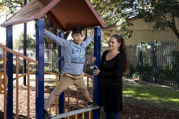Chanel Hennessey with her son Elijah, 6, who has ADHD.