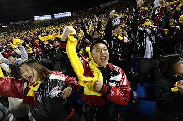 Twins fans at a Korean Series Game.