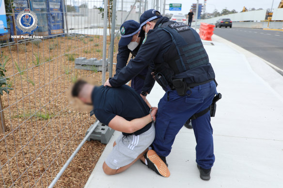 Police pursued and arrested Zachary Elkheir in dramatic scenes between Neutral Bay and Pyrmont on Wednesday. 