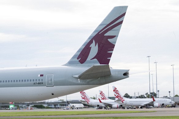 Flights from Perth-Doha have been cancelled until at least Wednesday. 