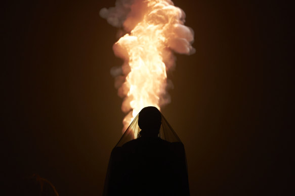 Benjamin Britten’s five Canticles were staged against hyperrealist images of dancer Luca Armstrong in Sydney Chamber Opera’s Awakening Shadow.