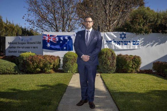 Mount Scopus College principal Dan Sztrajt pictured after the school was vandalised with antisemitic graffiti over the weekend.