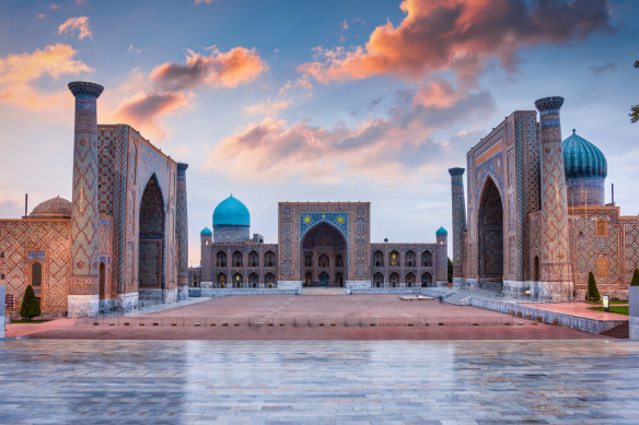 Registan Square, Samarkand, Uzbekistan. Explore the history of the Silk Road.