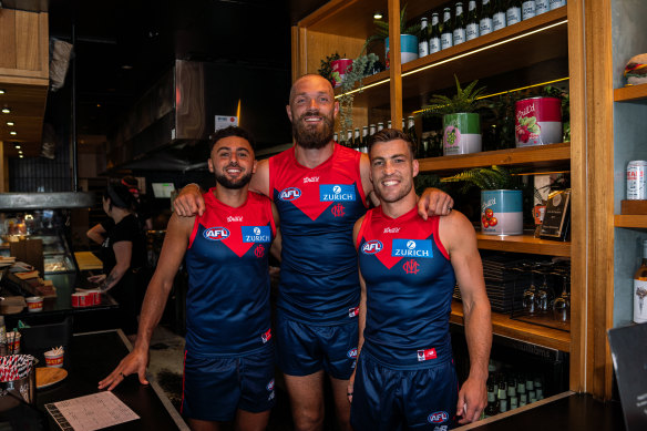 Christian Salem, Gawn and Jack Viney at Grill’d.