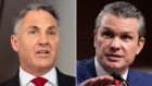 At their last meeting, Richard Marles (left) copped a push from Pete Hegseth for Australia to lift its defence spending.