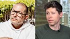 A composte image of Apple product designer Jony Ive on the left and OpenAI chief executive Sam Altman on the right, ahead of Ive joining OpenAI to begin ChatGPT product design.