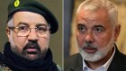 Hezbollah leader Fuad Shukr and Hamas leader Ismail Haniyeh.
