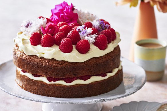 Helen Goh’s raspberry and lemon curd cake.