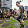 Djiri Djiri dancers perform before Monday’s Yoorrook hearing.