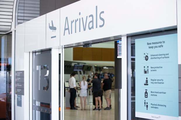 The arrivals terminal at Perth airport.