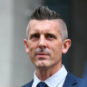 Lee Lovell, husband of victim Emma Lovell, speaks to the media outside the Brisbane Supreme Court on Wednesday.