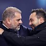 Ange Postecoglou and Roberto De Zerbi in 2023.