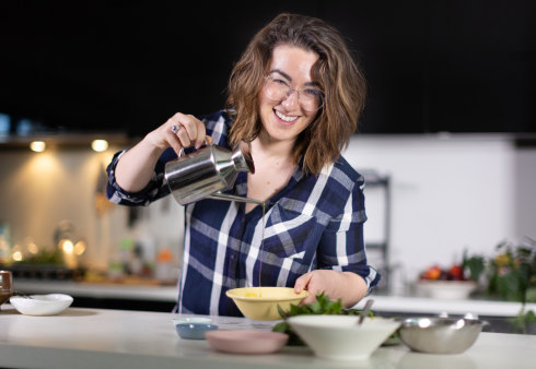Alice recommends a flick of the wrist with some extra virgin olive oil to make your dishes glisten.
