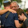 Former IDF chief Gadi Eisenkot embraces family and friends at the funeral for his son Gal in 2023. He is one of the frontrunners to replace Netanyahu and the latest in a long line of generals who have entered politics.