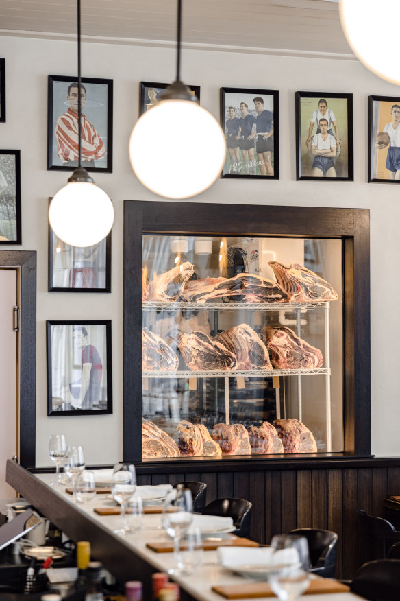 Aged meat cabinets. 